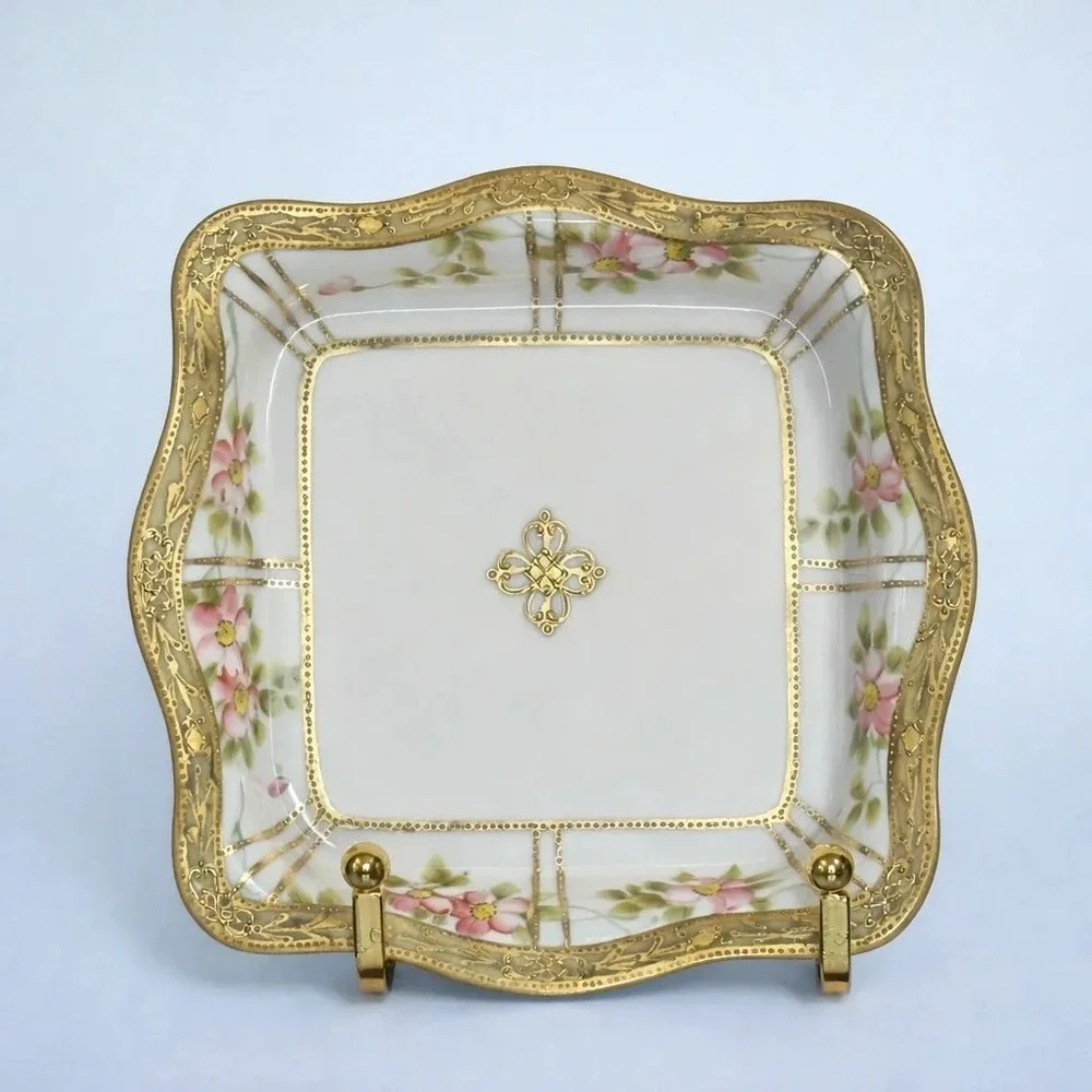 Nippon M Wreath Dish Hand Painted Porcelain Floral Gilt 1911-1921 Antique